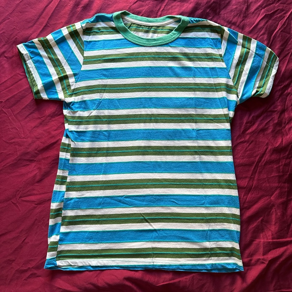 Big Bud Press 70s Stripe Tee - Moss - Size Small (unisex)